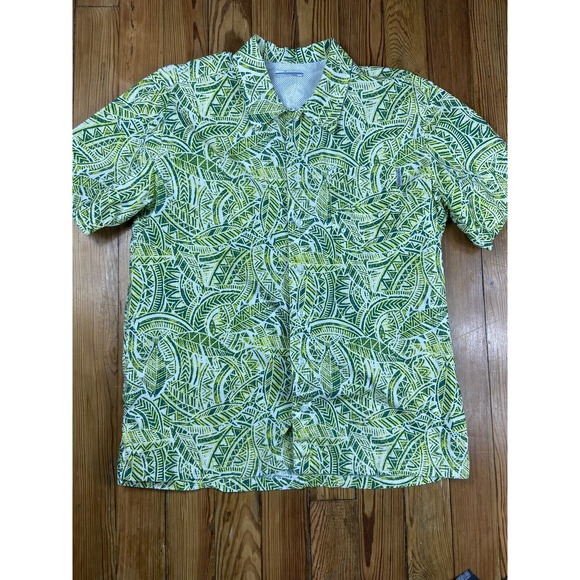 Columbia Other - columbia mens size medium pfg Green fish feather leaf‎ design shirt Short Sleeve